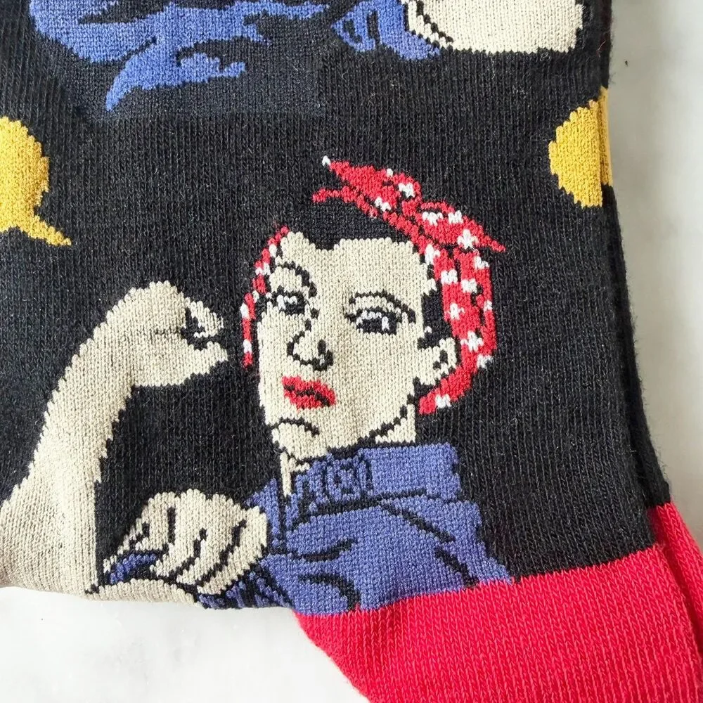 SockSmith Rosie the Riveter Women's Crew Socks We Can Do It! Fits Shoes 5-10.5